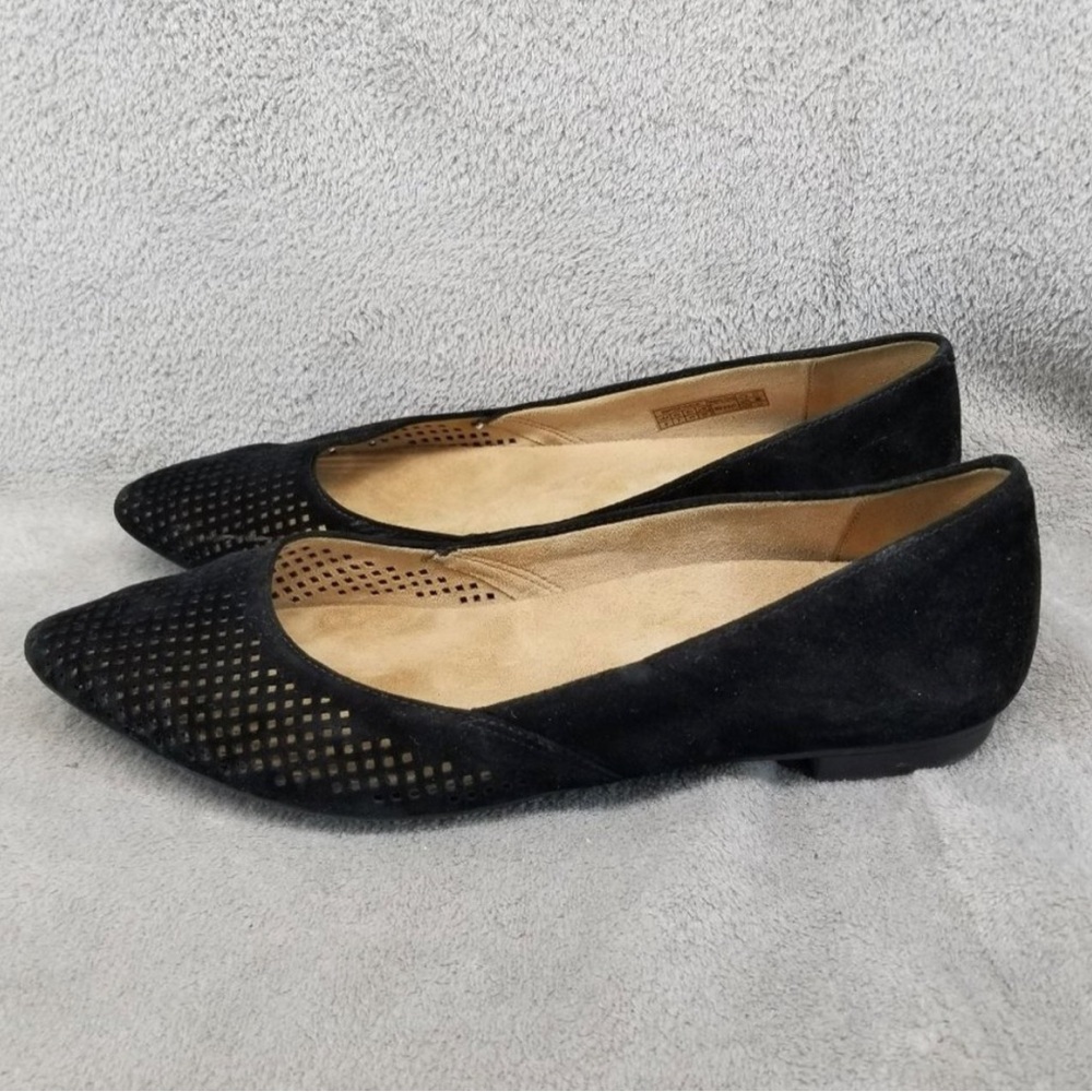 Vionic 9 Women's Black Perforated Suede Ballet Flats